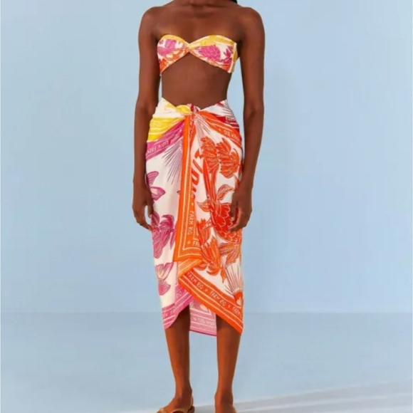 New Farm Rio Tropic Dream Printed Pareo Swim Beach Cover-Up One Size NWT - Picture 2 of 12